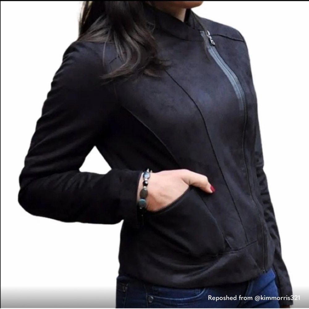 Elie Tahari Faux Suede Moto Jacket